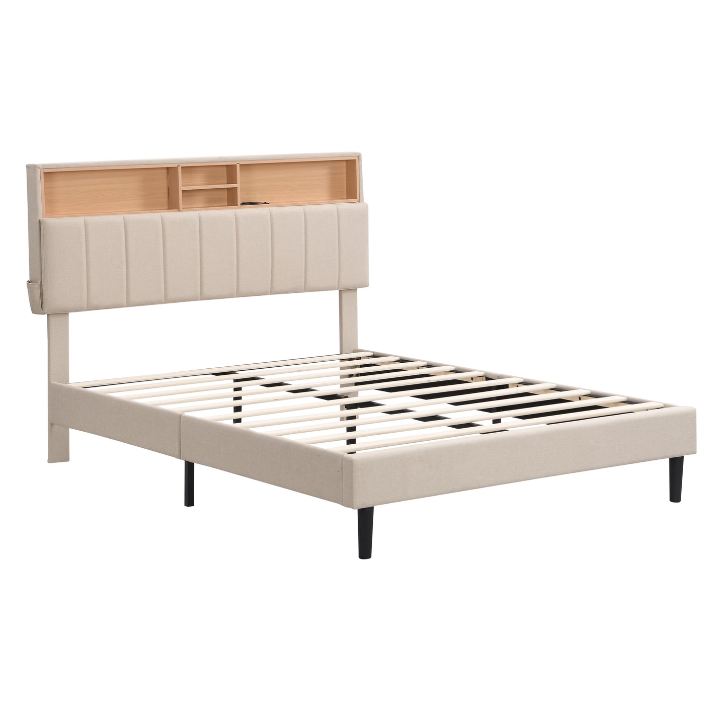 Alvin Full Size Platform Bed Frame - Beige