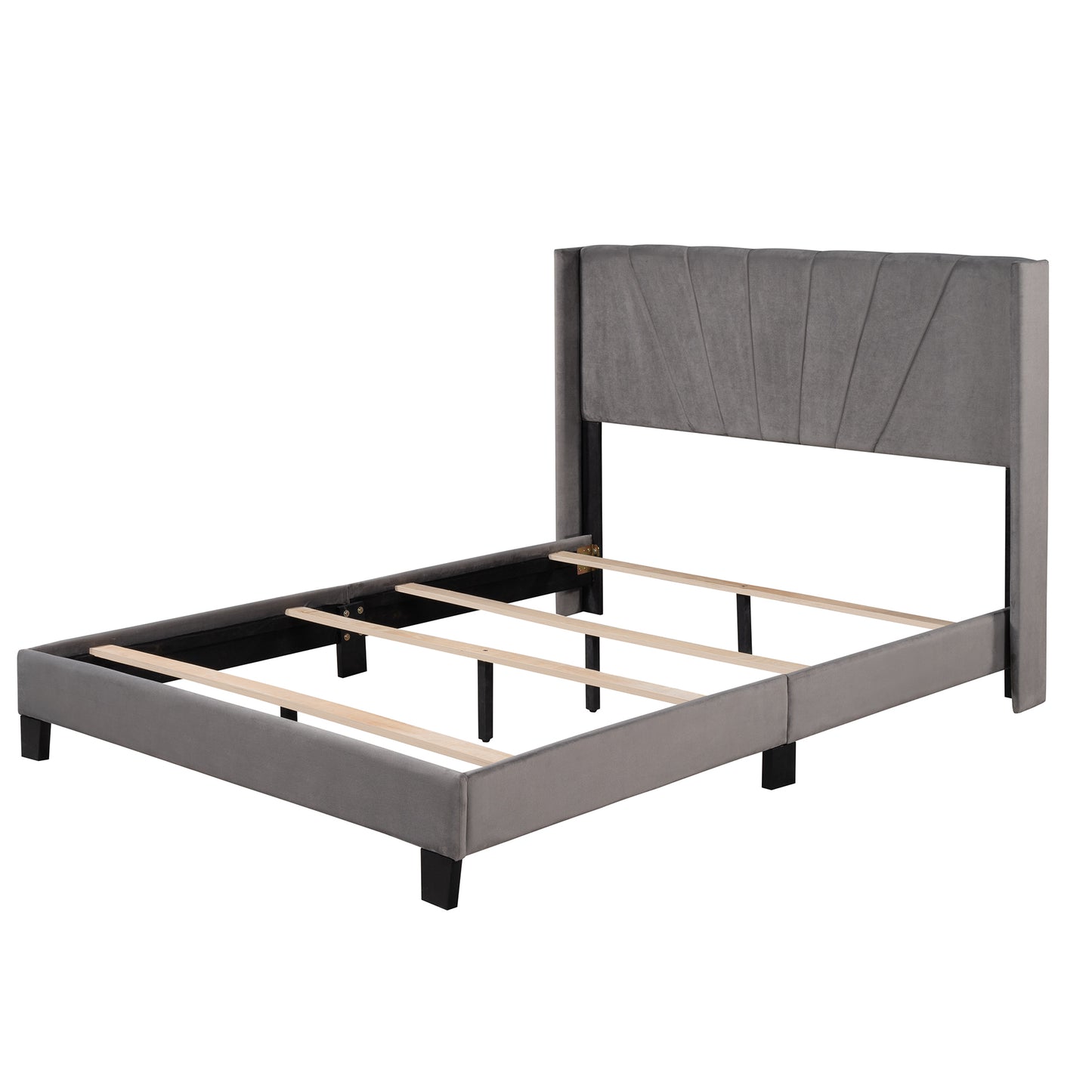 Royal Comfort Queen Size Velvet Upholstered Platform Bed - Gray