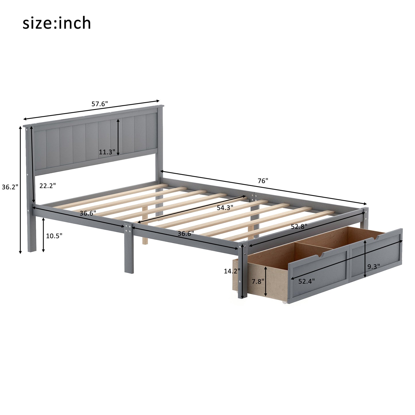 Gray Haven Platform Bed