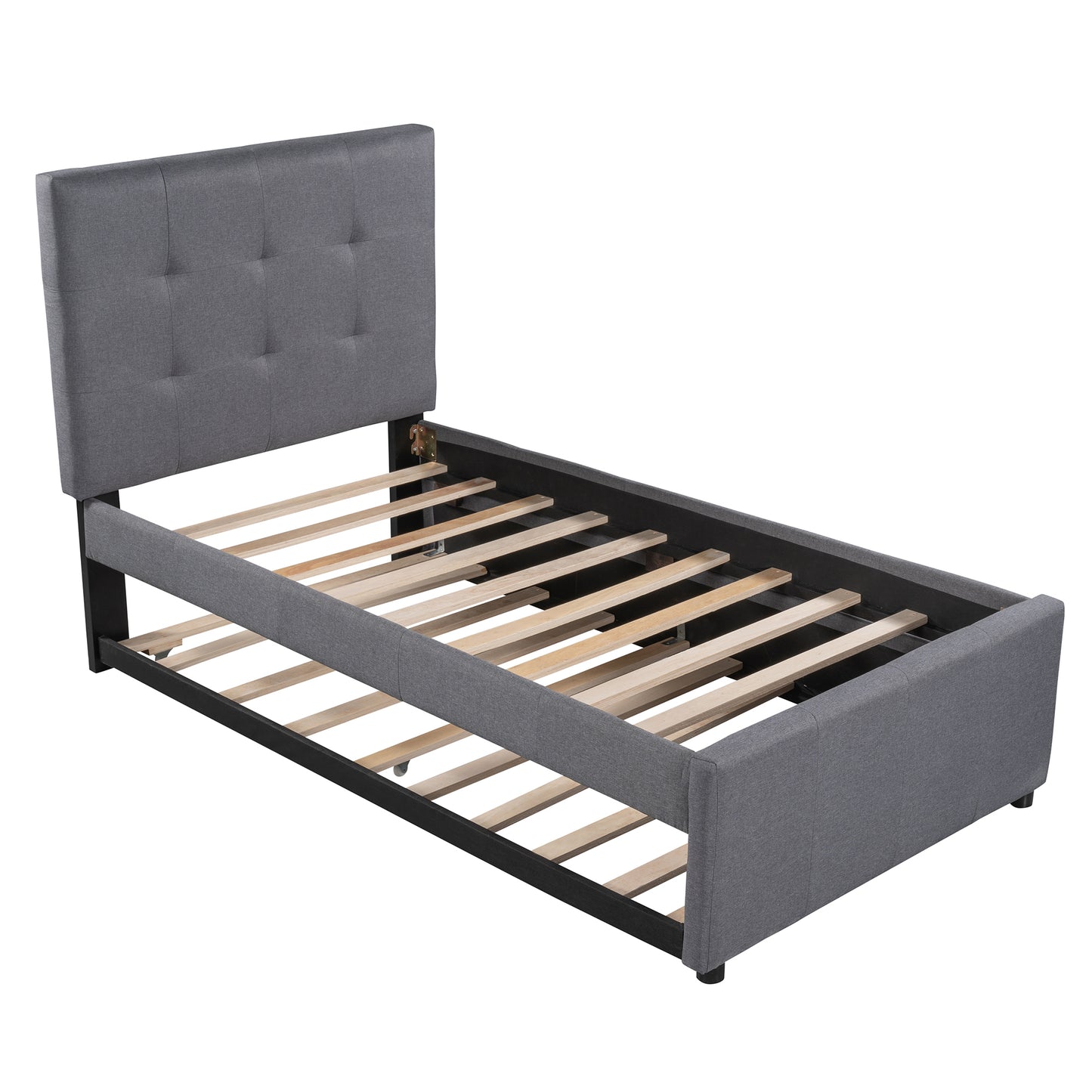 Dreamscape Twin Linen Upholstered Platform Bed with Headboard and Trundle