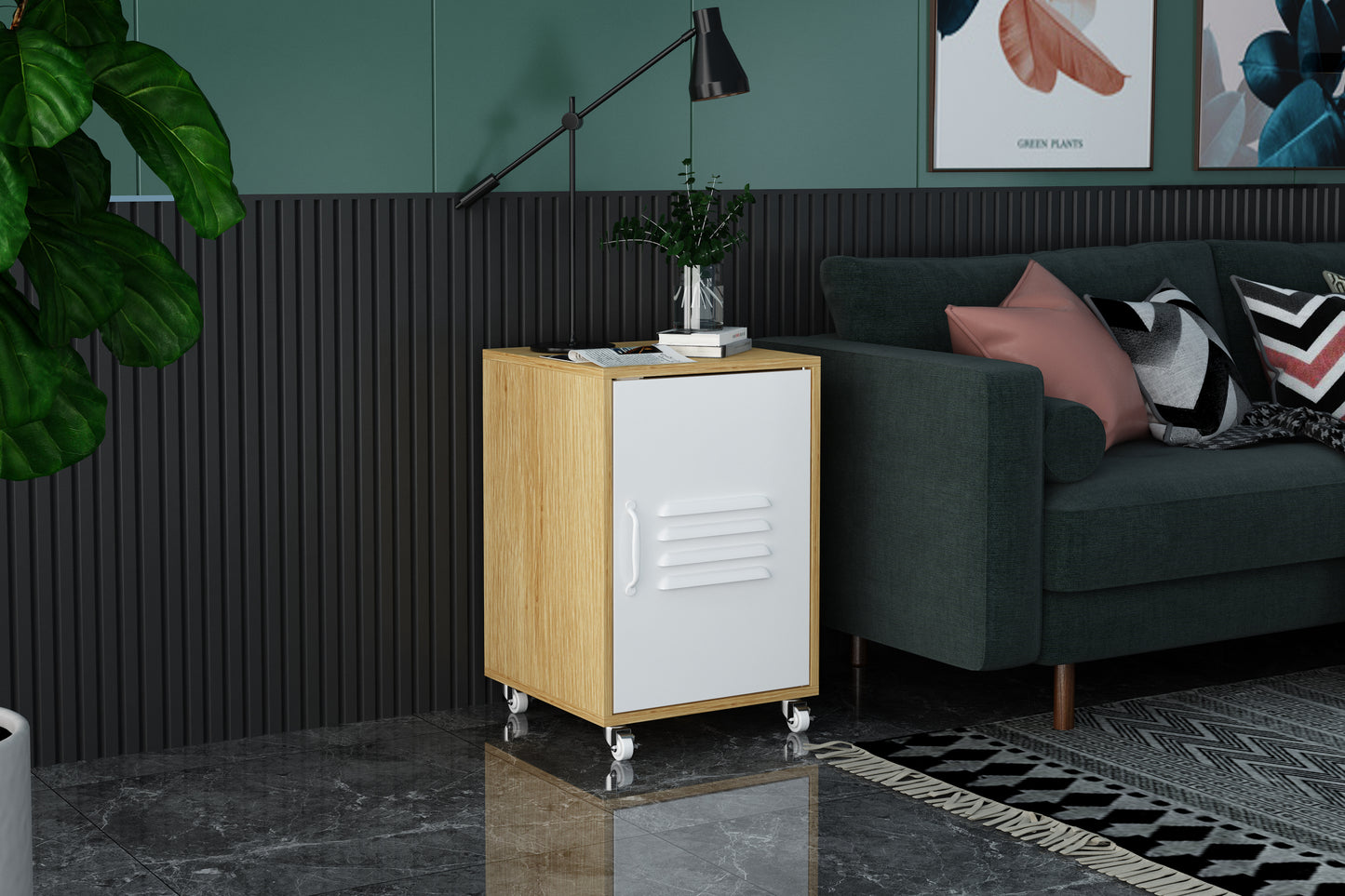 Urban Wheel Cabinet Contemporary Bedside Table