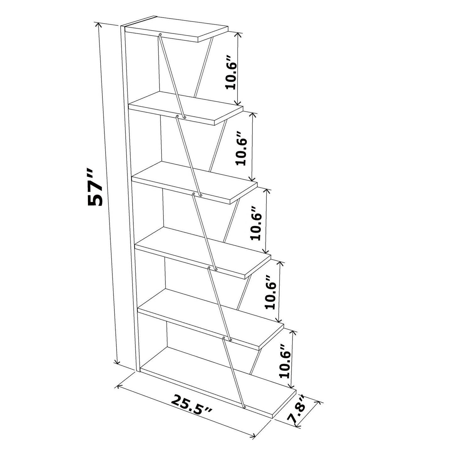 Modern Space-Saver Ladder Bookshelf Organizer - Walnut