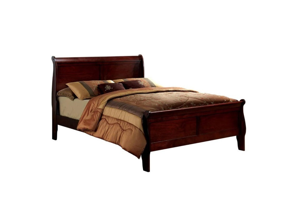 Louis Philippe Solid Wood Full Size Bed - Cherry