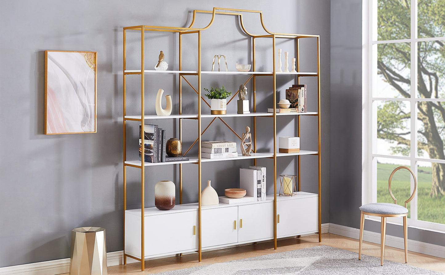 X Bar Gold Frame Bookcase