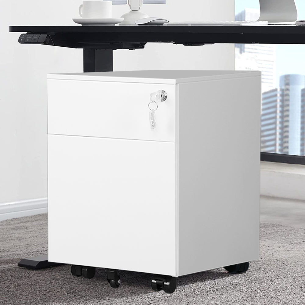 Metal File Cabinet with Lock -White
