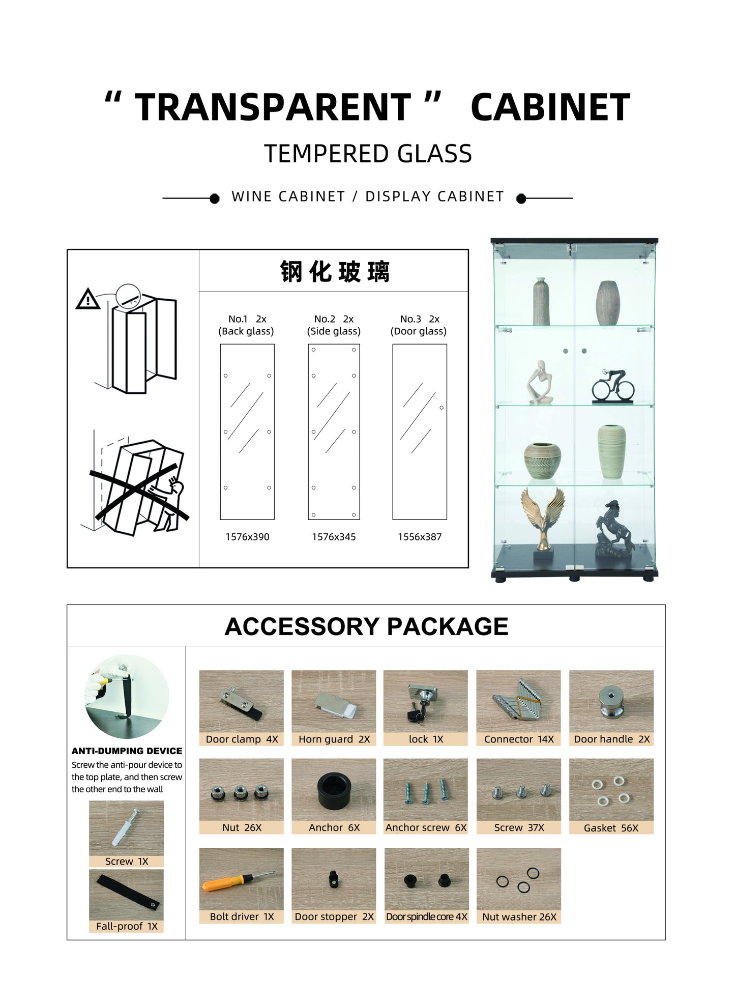 Luminous Glass Showcase Cabinet