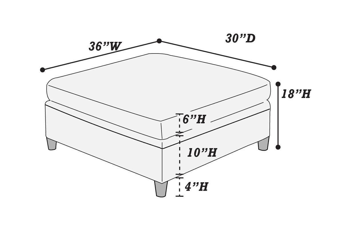 Wooden Legs Ottoman - Grey