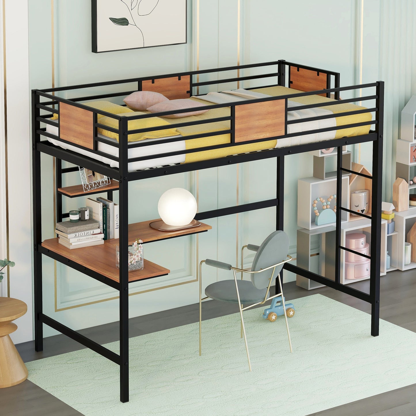 Venetian Vista Loft Bed With Desk -Black