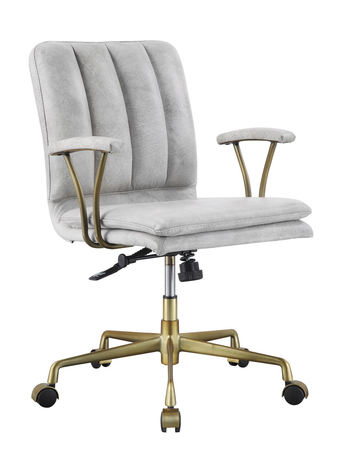 Luxe Ivory Leather & Gold Office Chair