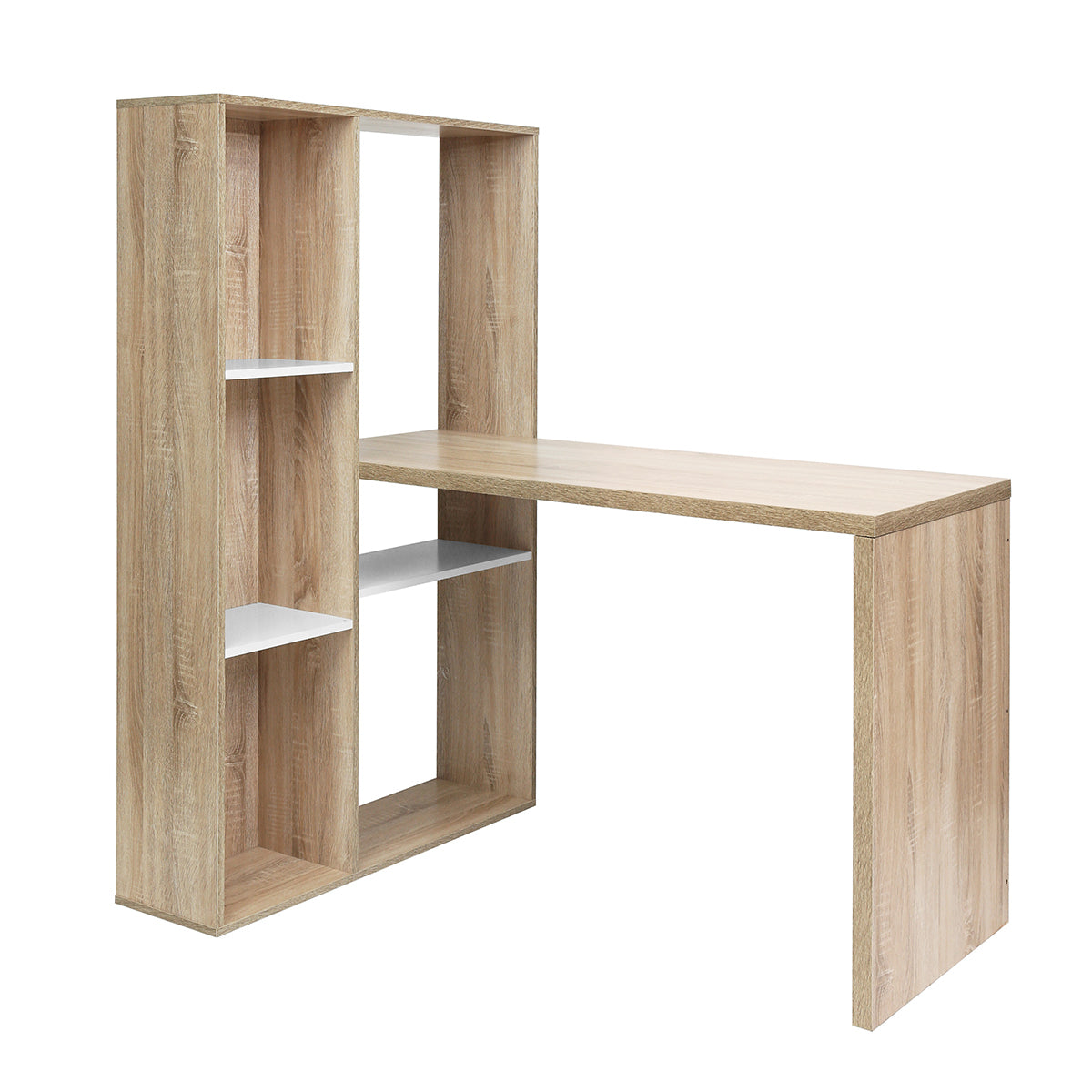 Computer desk L-shape ith shelves - OAK