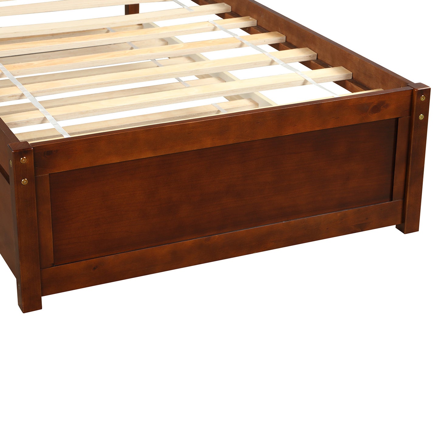 Walnut Dream Twin Platform Bed with Trundle