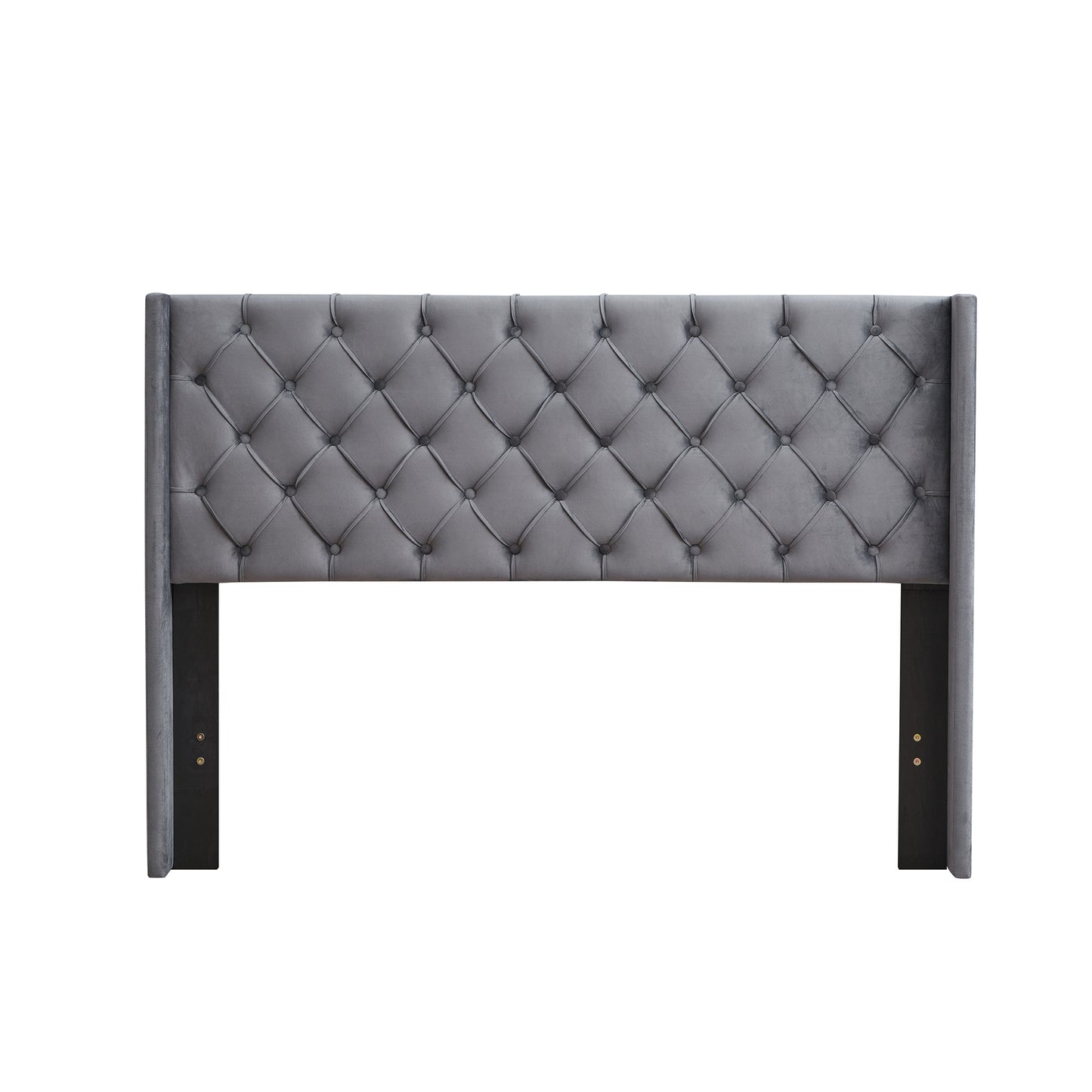 EleganceRest Velvet Winged Queen Bed