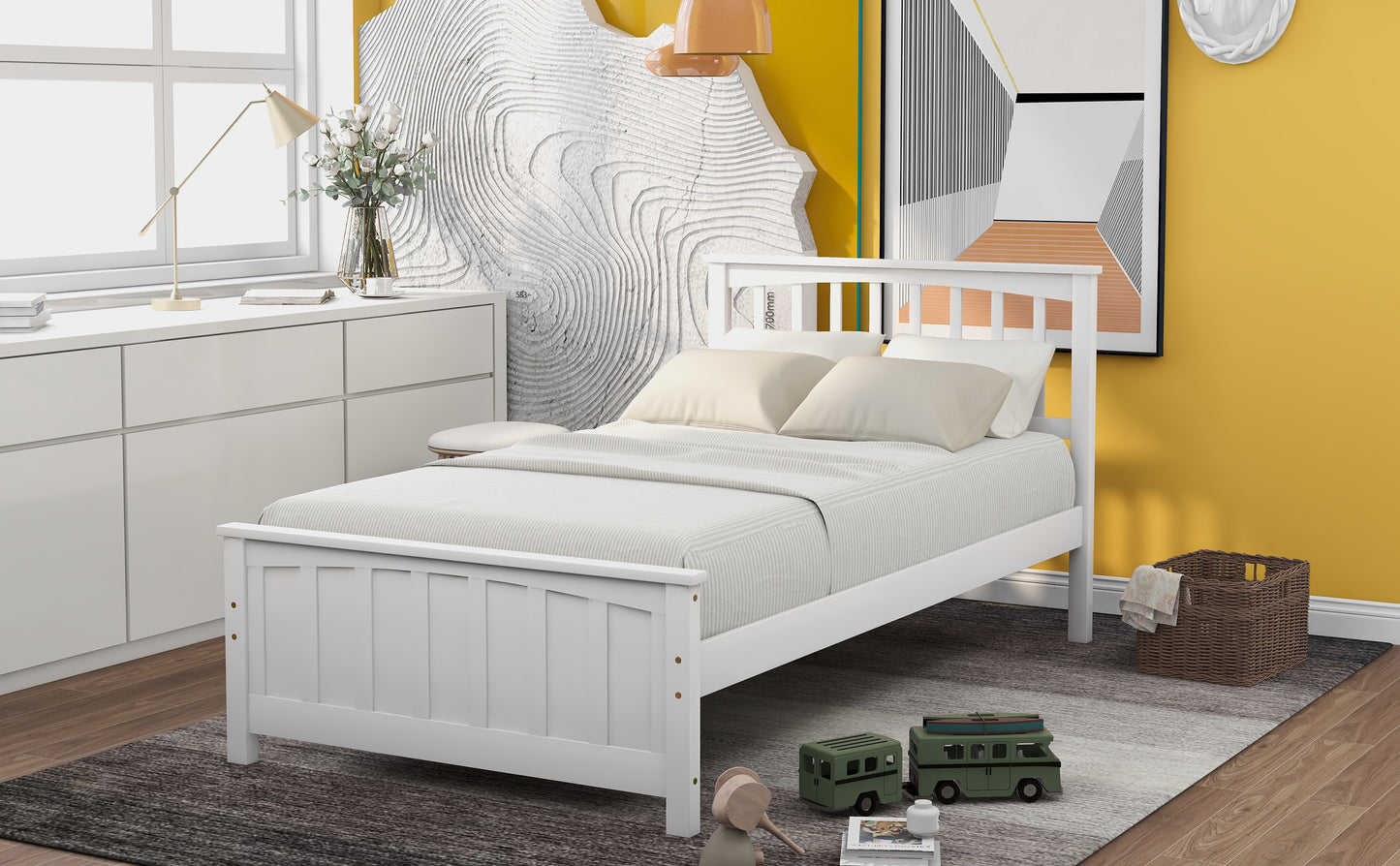 White Dreamwood Twin Platform Bed