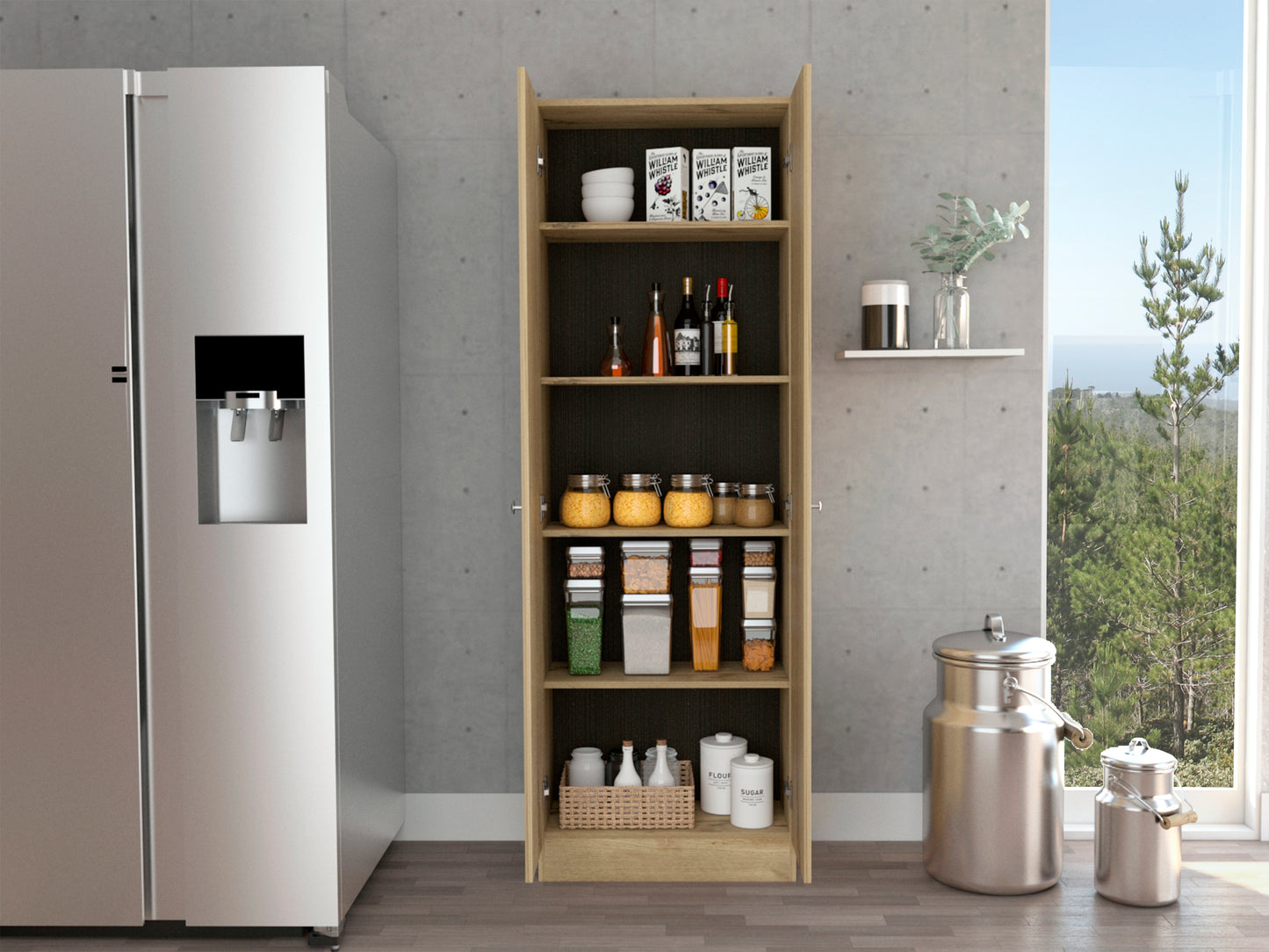 Storage Max Cabinet - Light Oak / Black