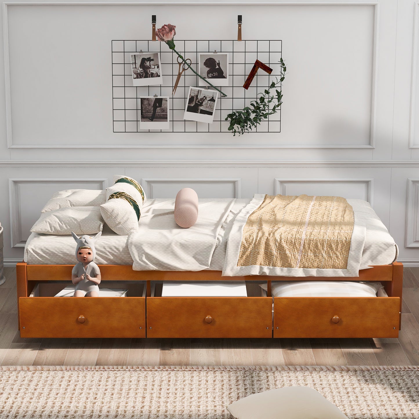 Oris Twin Size Wood Platform Bed - Oak