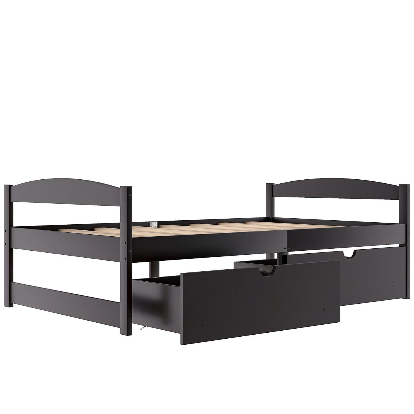 Espresso Dream Twin Platform Bed with Dual Drawers