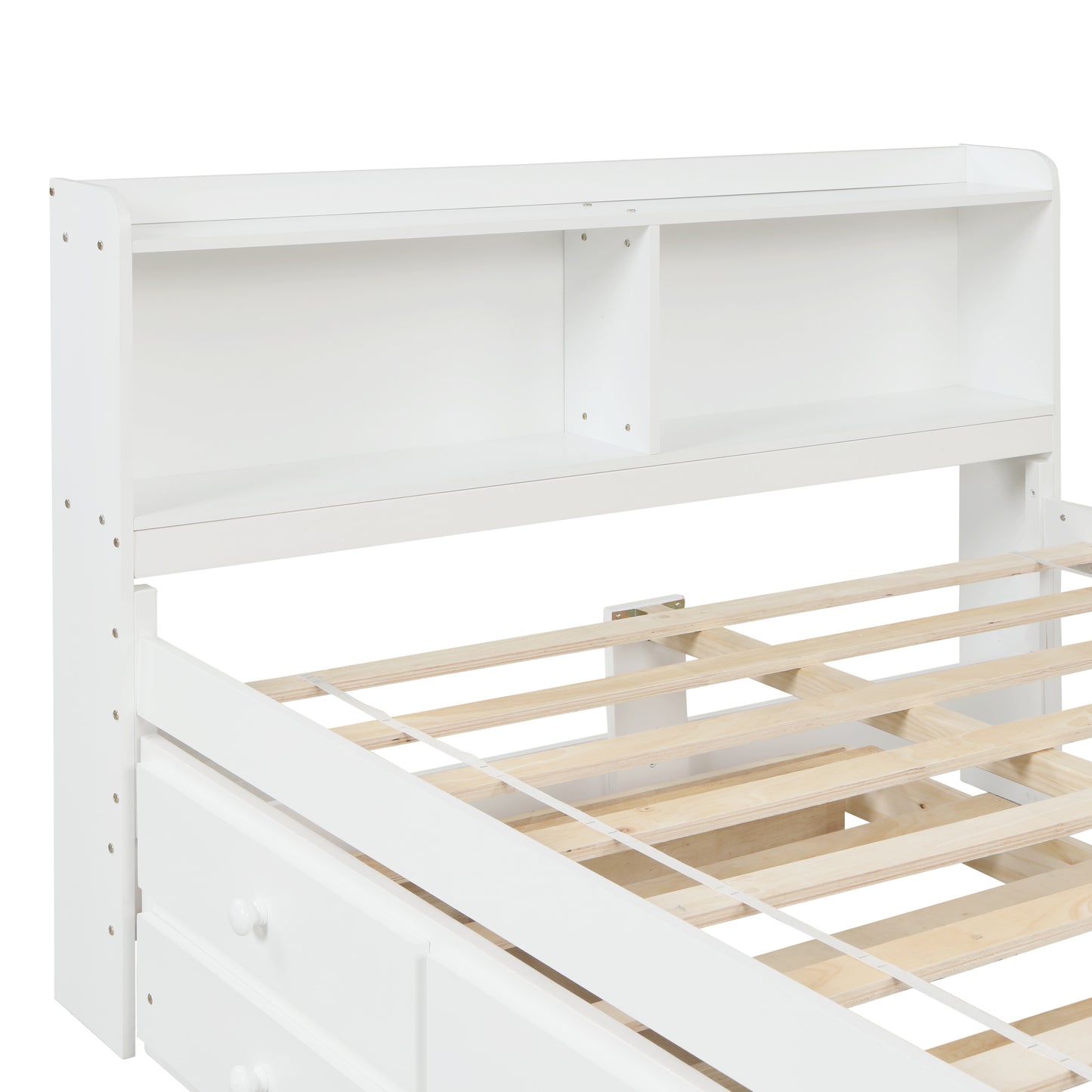 White Haven Full Bed with Bookcase, Twin Trundle, and Drawers