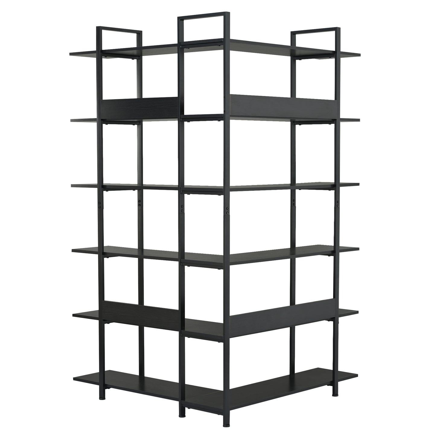 Stainless Steel Frame Corner 6-tier Shelves - Black