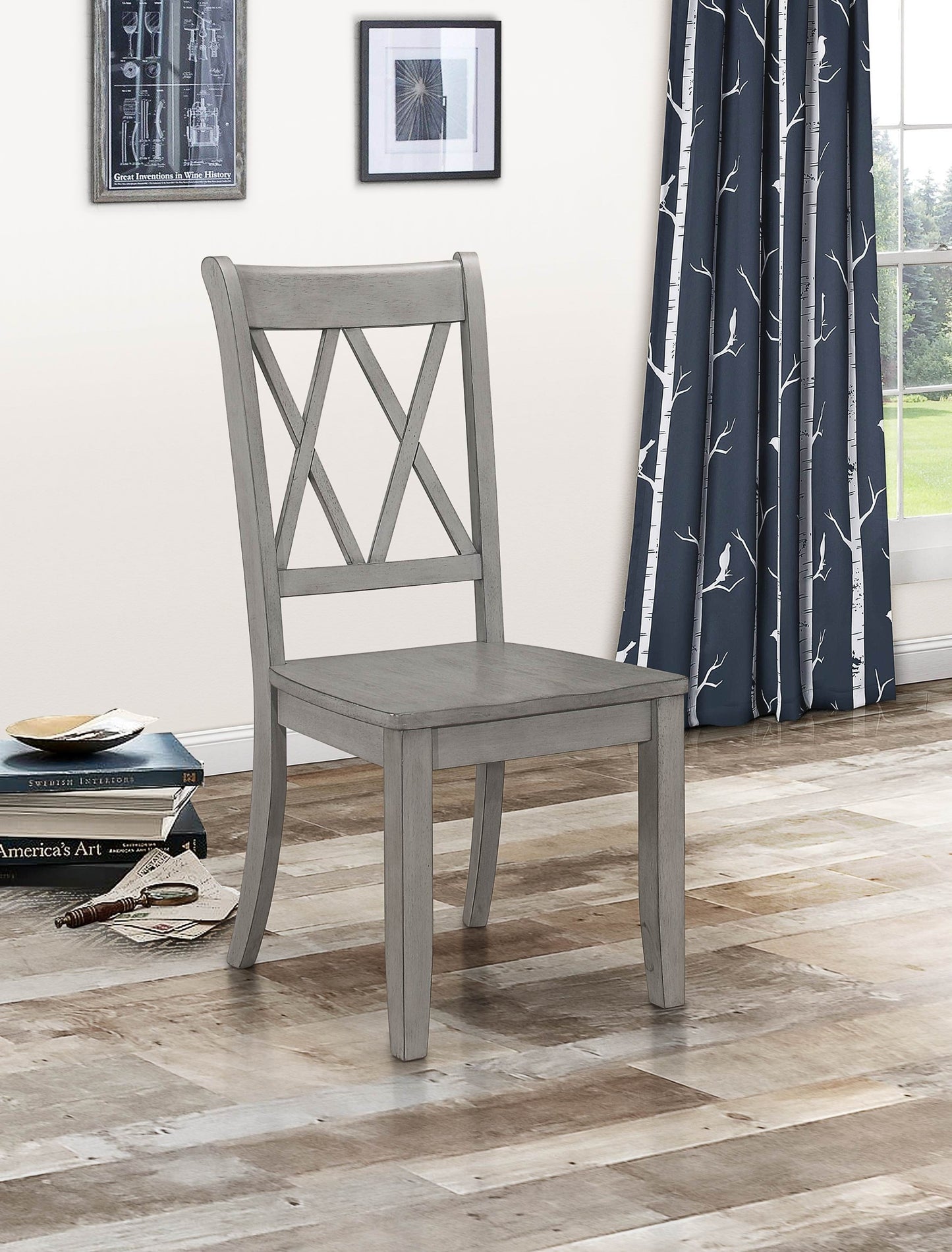 Double-X Dining Chair (Set of 2) - Gray