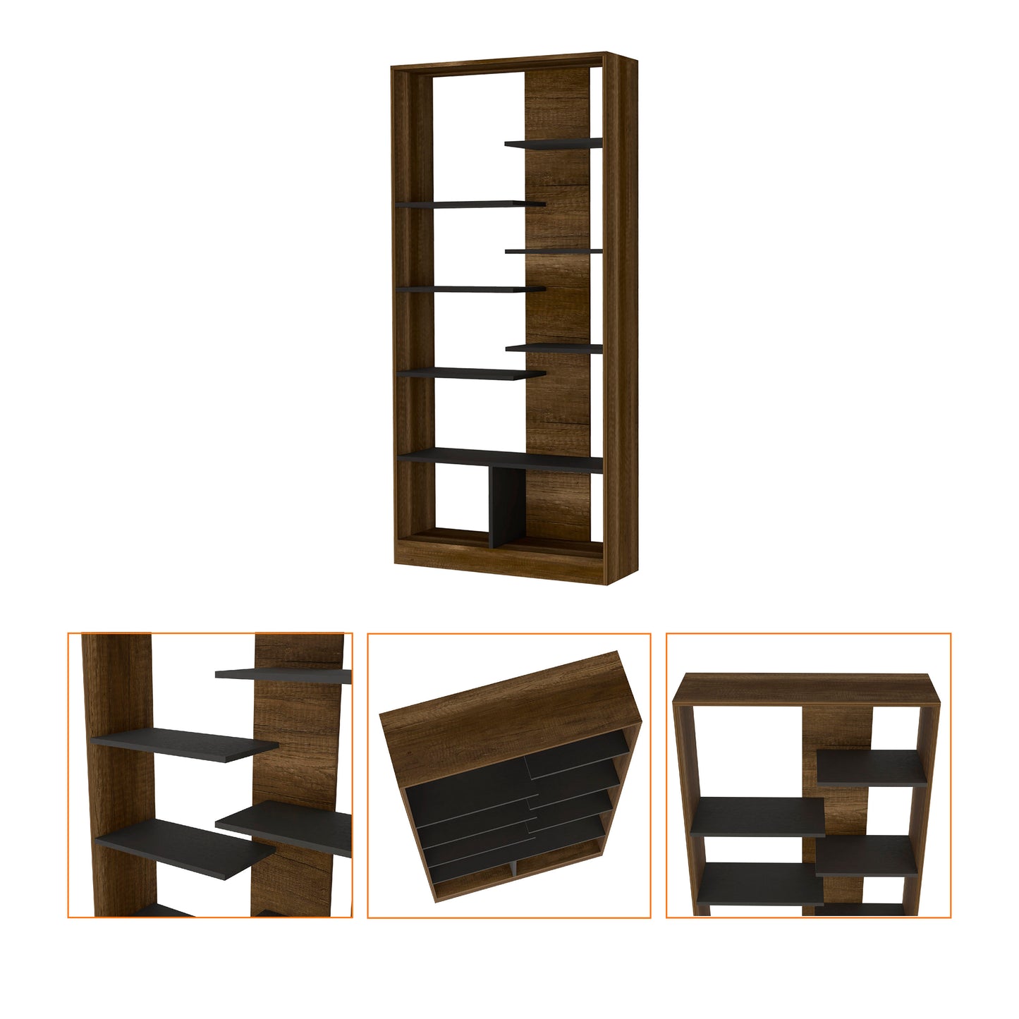Island Haven 9-Shelf Bookcase - Walnut