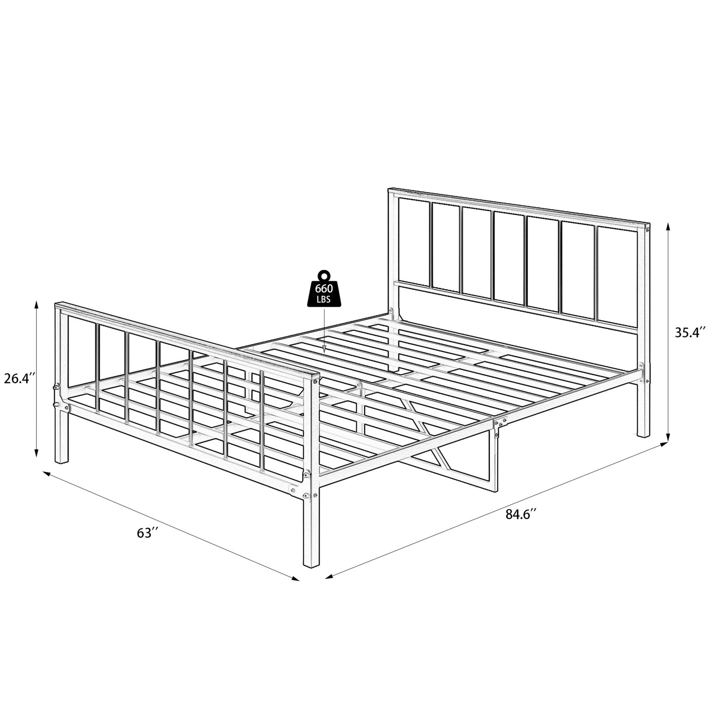 Marsh Queen Size Metal Platform Bed - Black