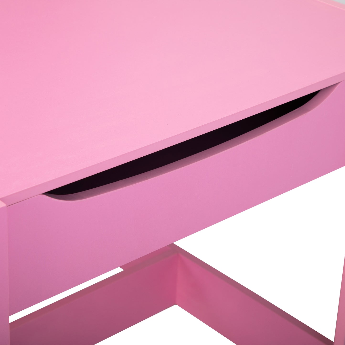 3-in-1 Kids Wood Table and 2 Chairs - Pink