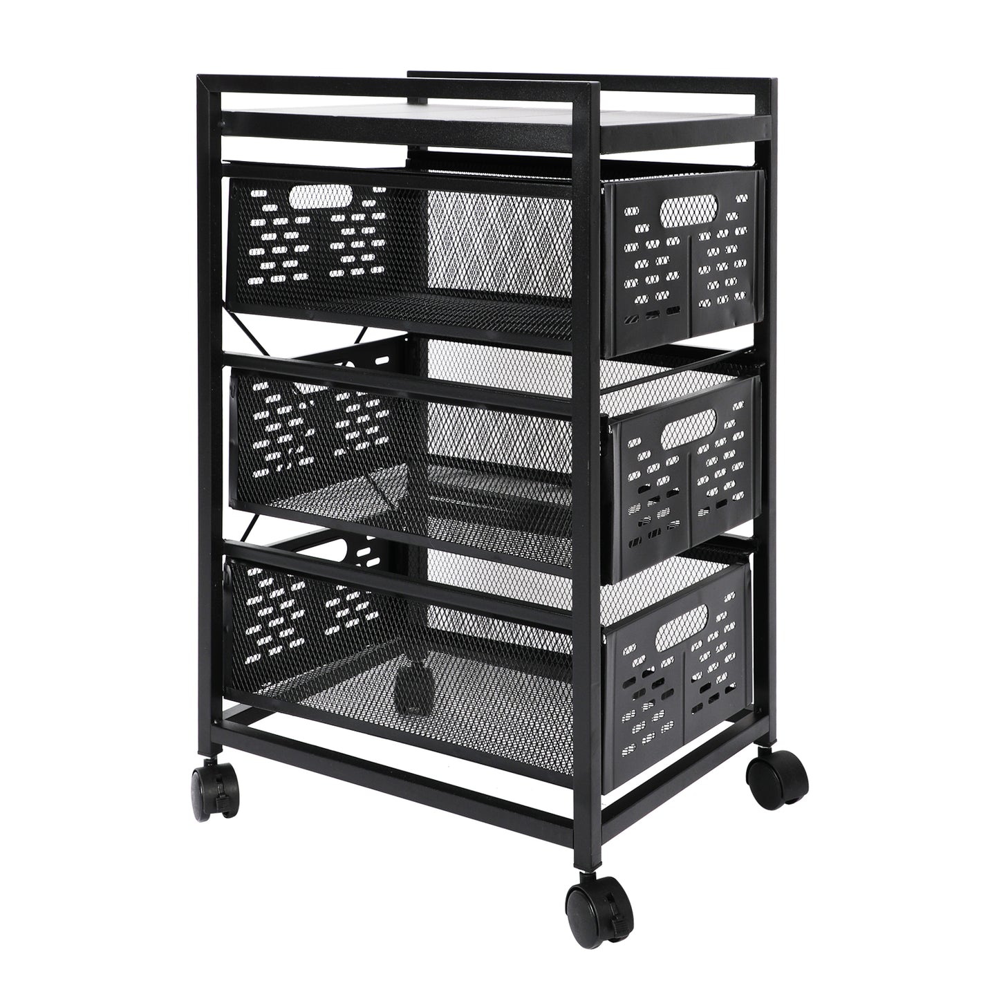 Mesh Steel Office File Cabinet - Black