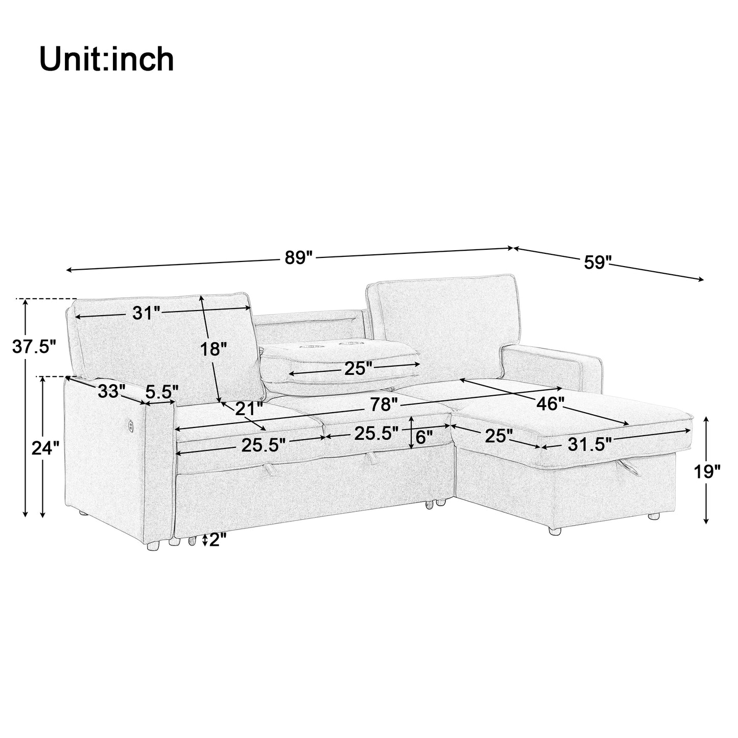 Comfort Max Sleeper Sectional Sofa