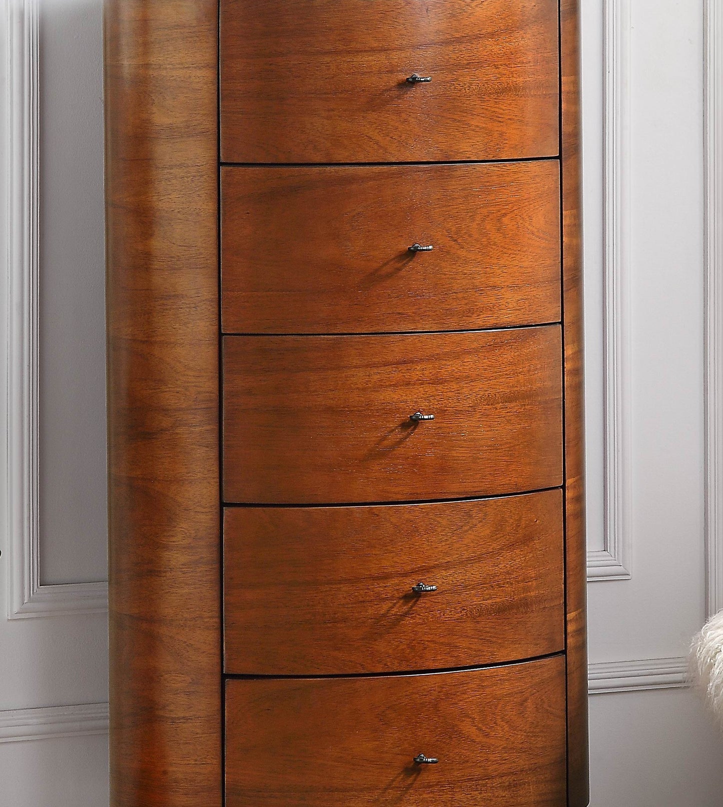 Elegant Marble Walnut Chest of 5 Drawers