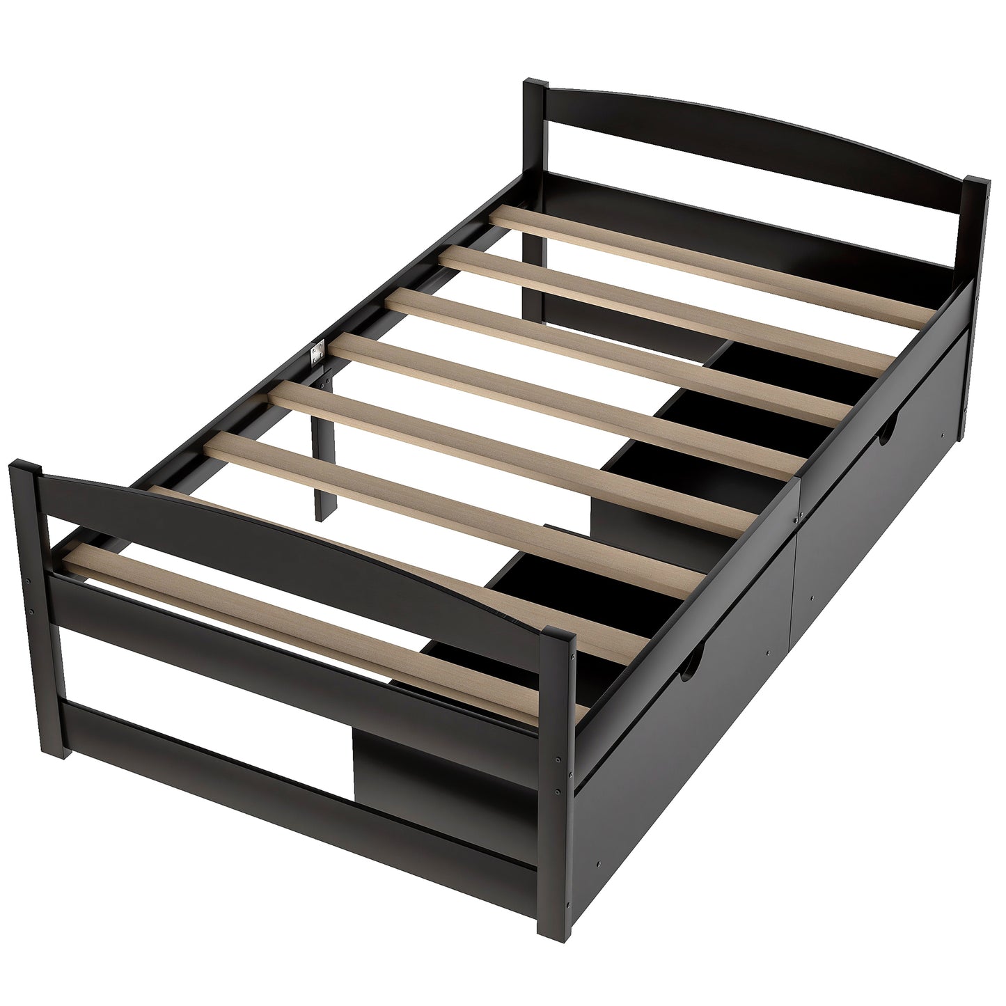 Espresso Dream Twin Platform Bed with Dual Drawers
