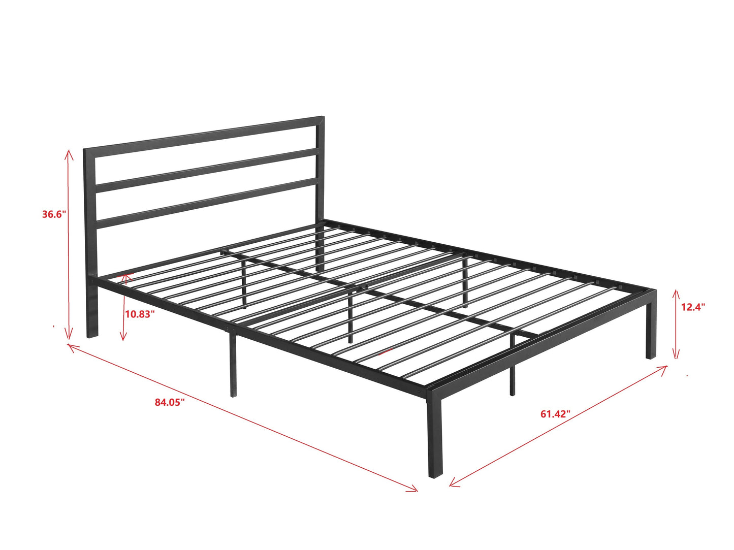 Zaker King Size Platform Metal Bed Frame - Gray