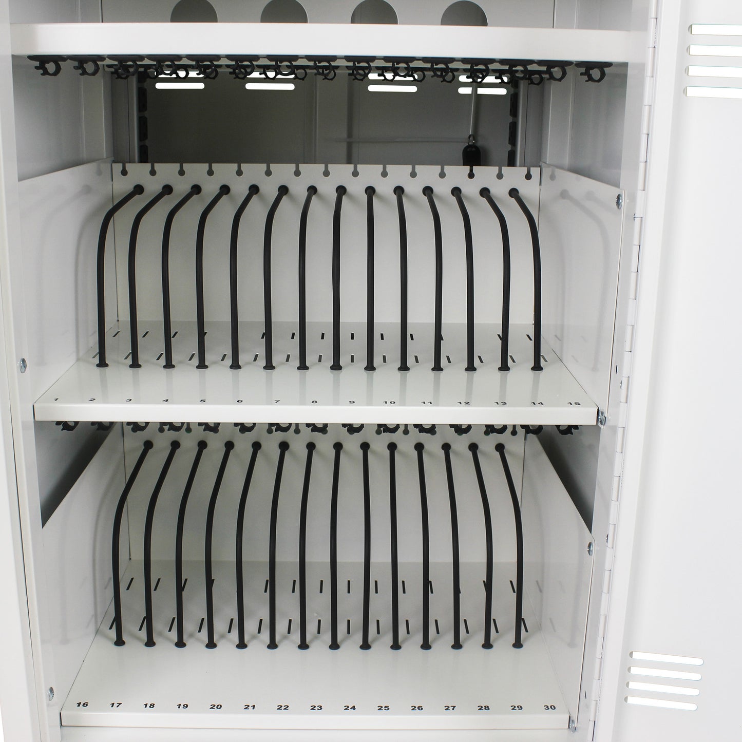 Mobile Charging Cart and Cabinet With Combination Lock - White