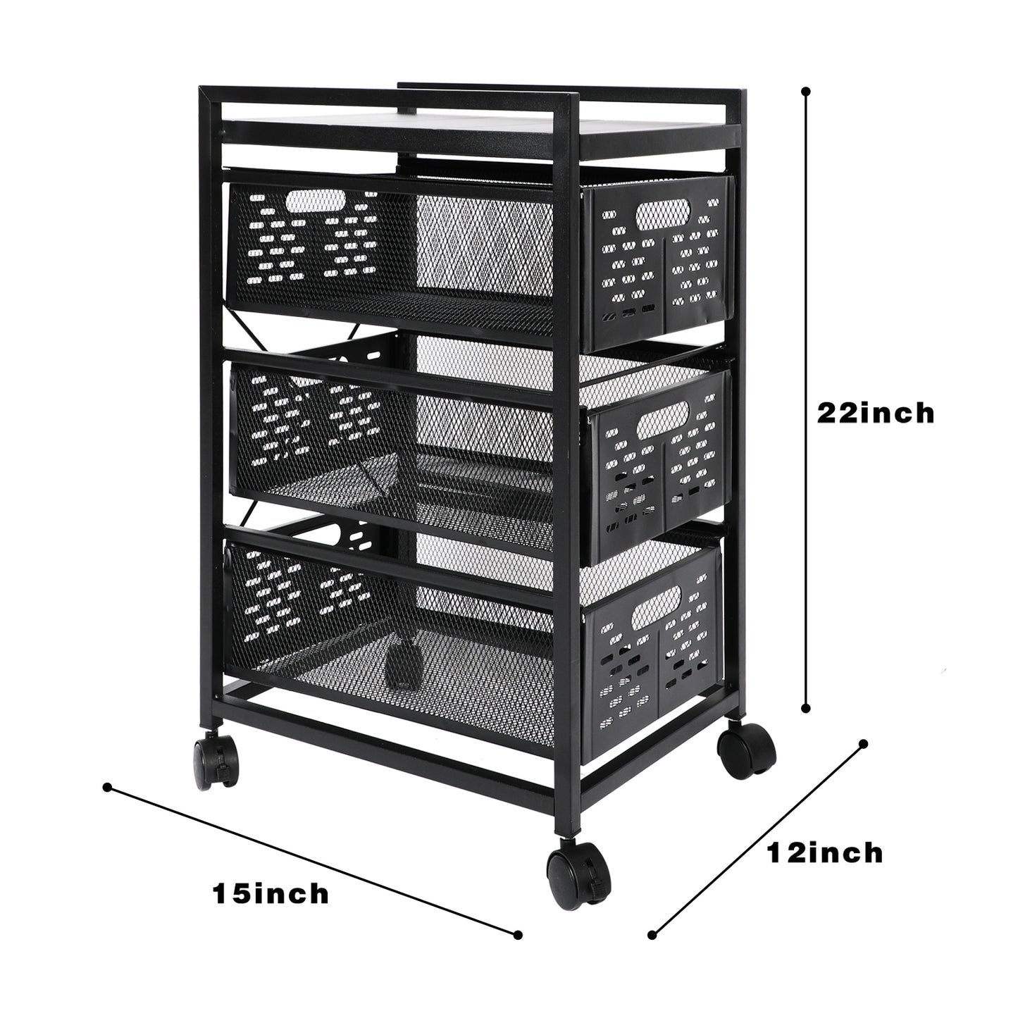 Mesh Steel Office File Cabinet - Black