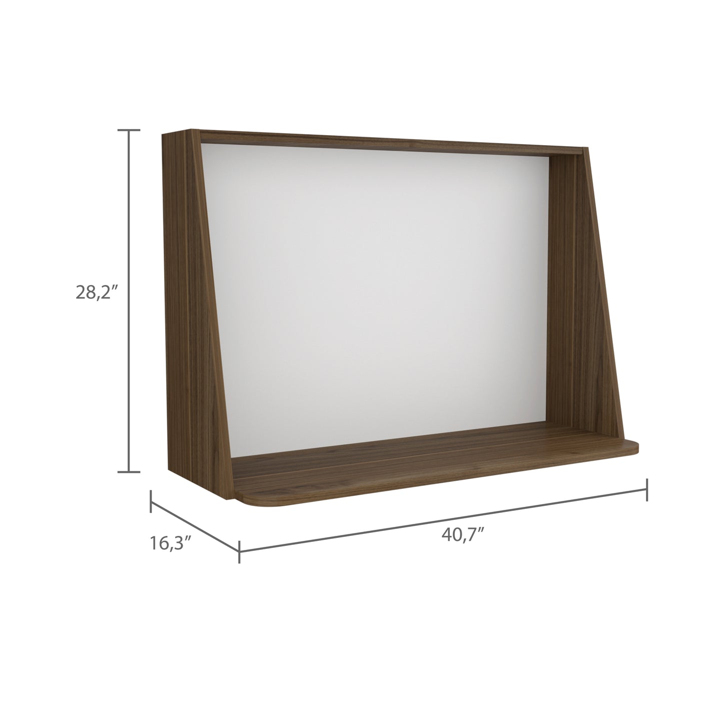 Zambia Wall Desk, Single Shelf - Mahogany / White