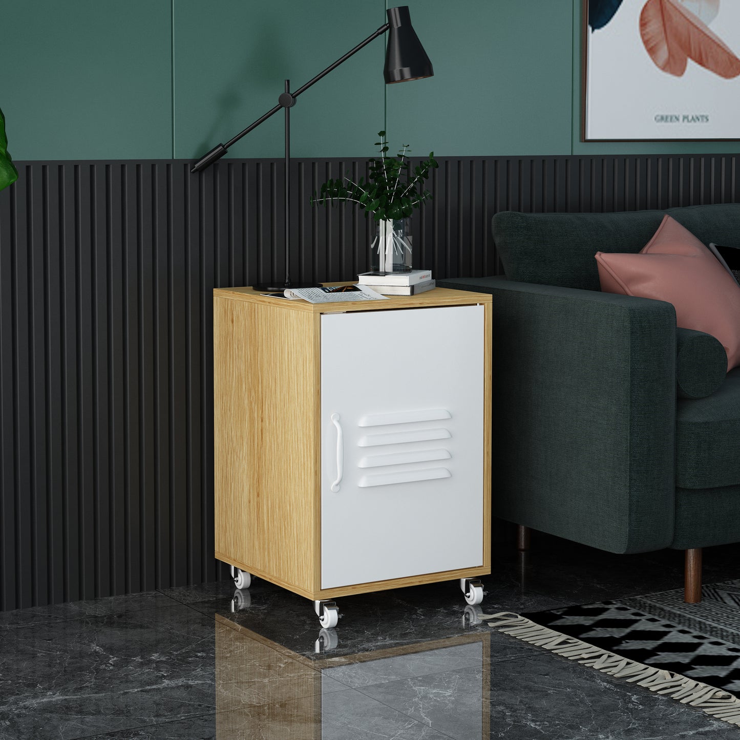 Urban Wheel Cabinet Contemporary Bedside Table