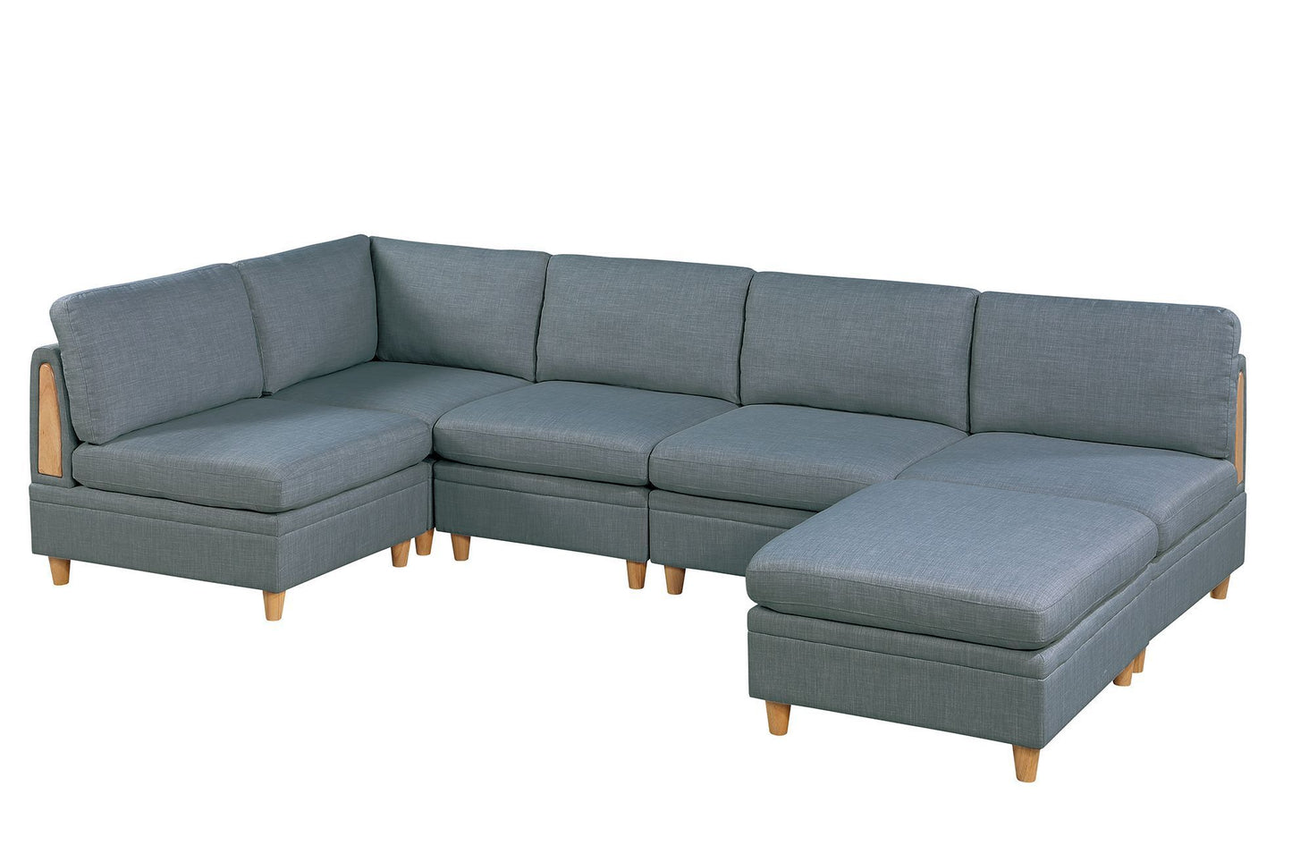 Wooden Legs Ottoman - Grey