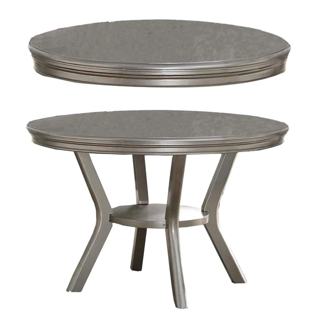 Elegant Silver Hue Round Dining Set