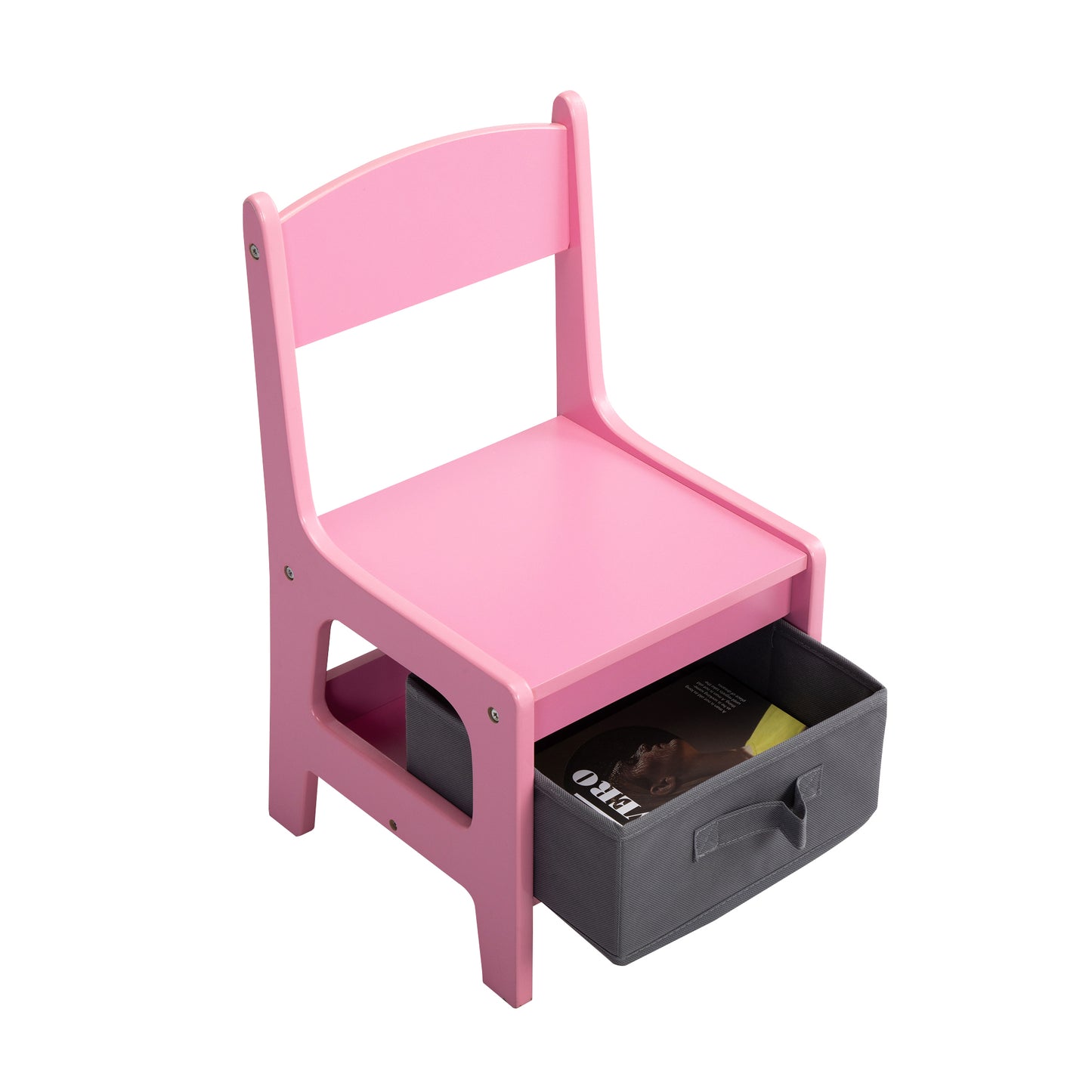 3-in-1 Kids Wood Table and 2 Chairs - Pink