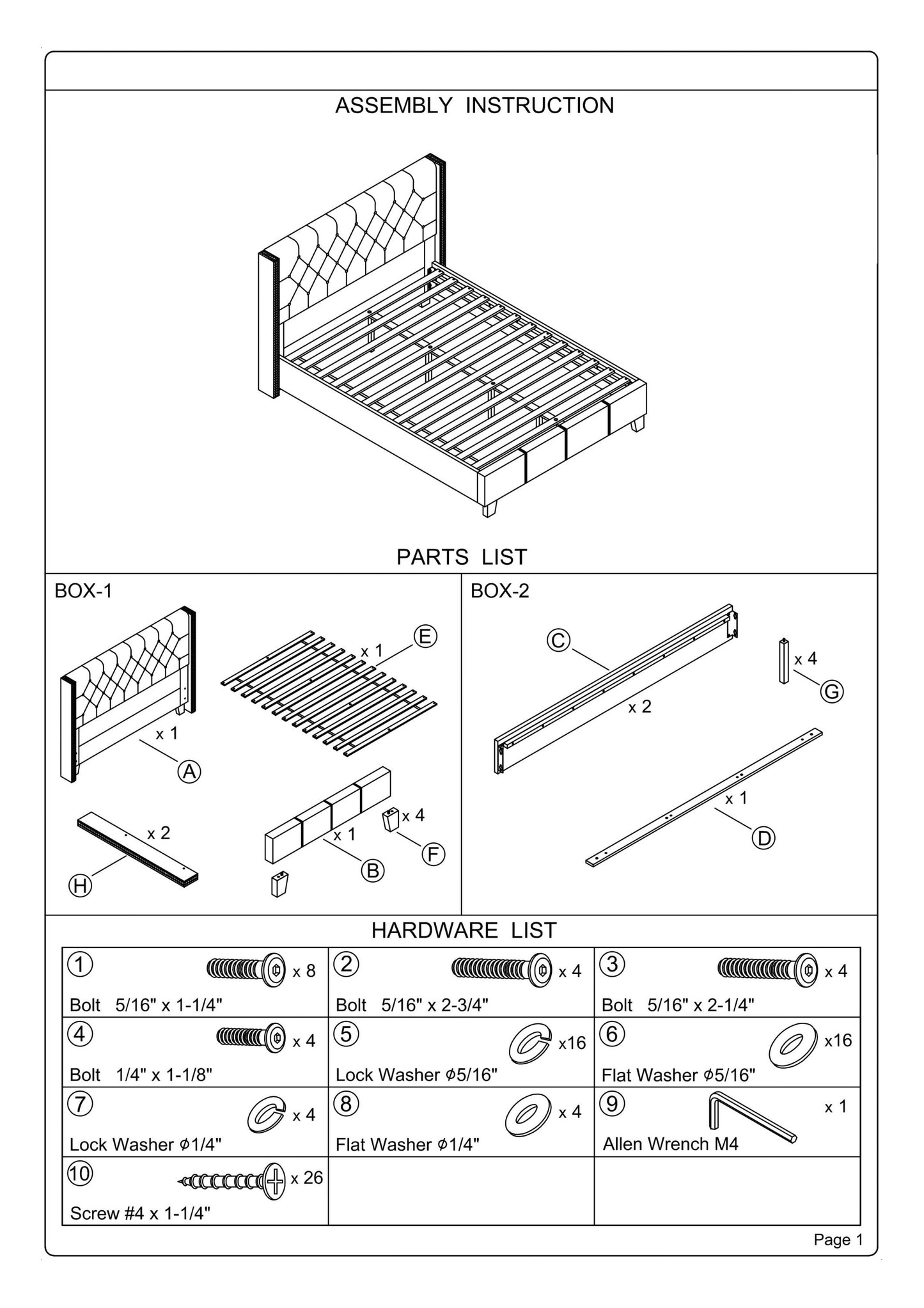 Tina Tufted Bed Frame Full Size - Silver