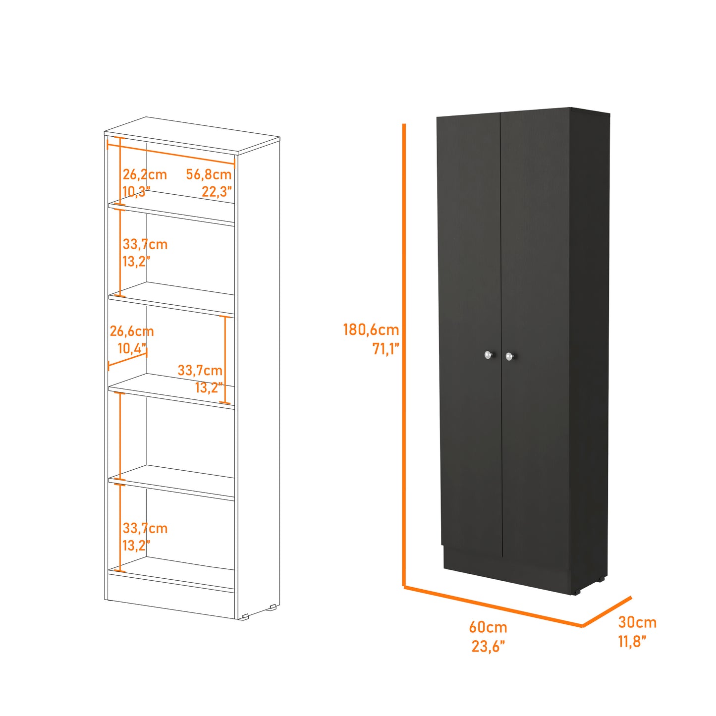 Greyson Tall Storage Cabinet - Black