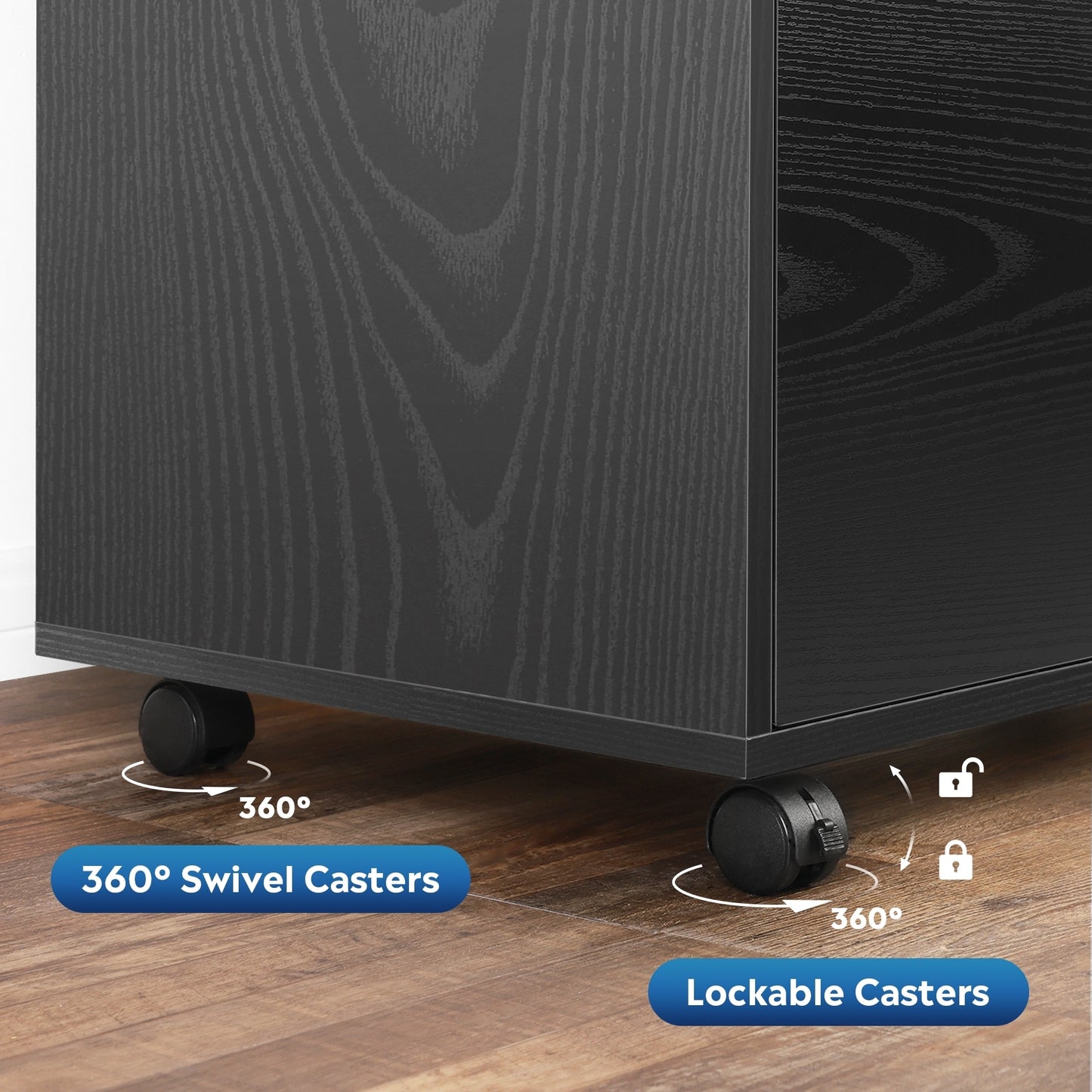 Mobile File Cabinet With Wheels - Black