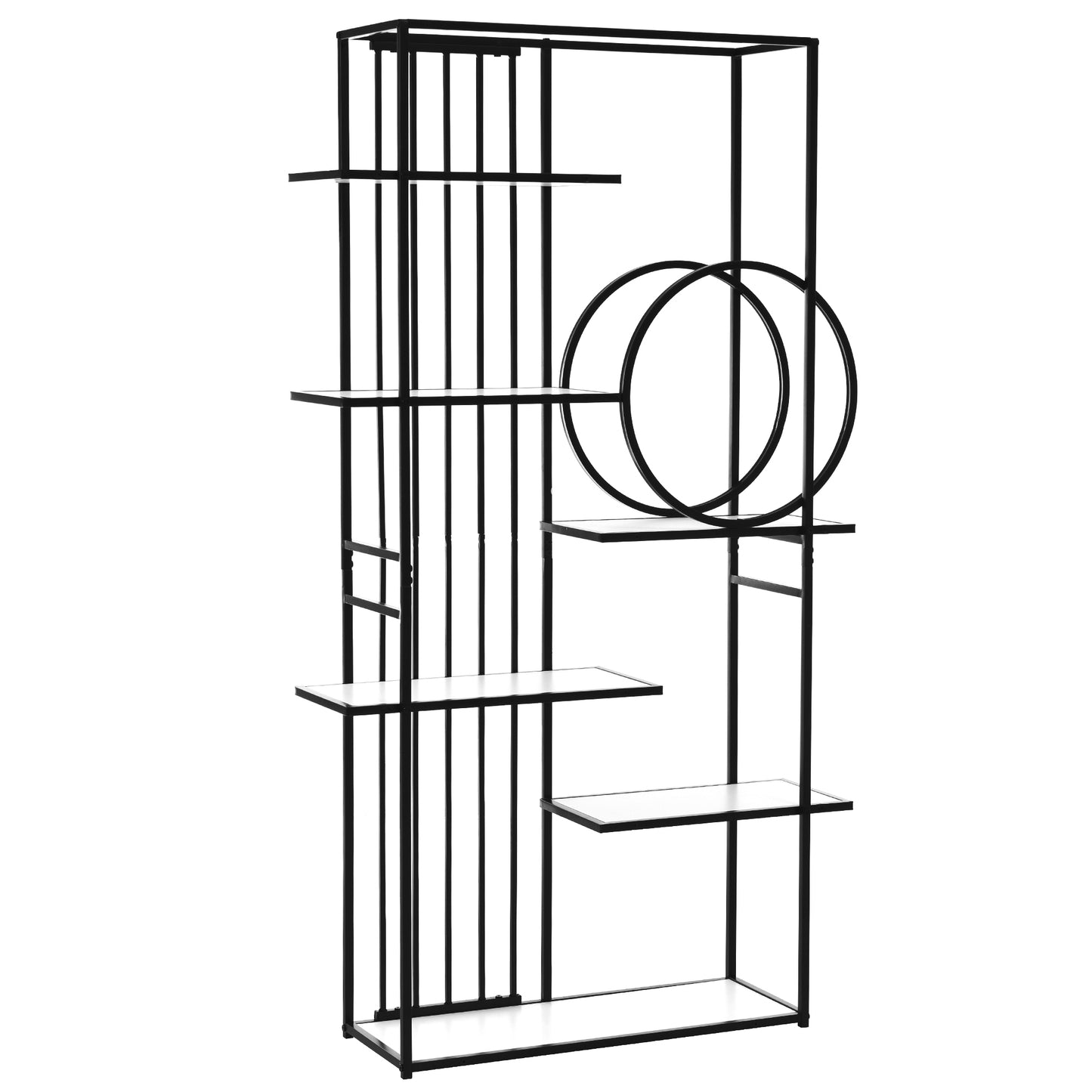 Metal Frame Storage Large Bookshelf Furniture, White