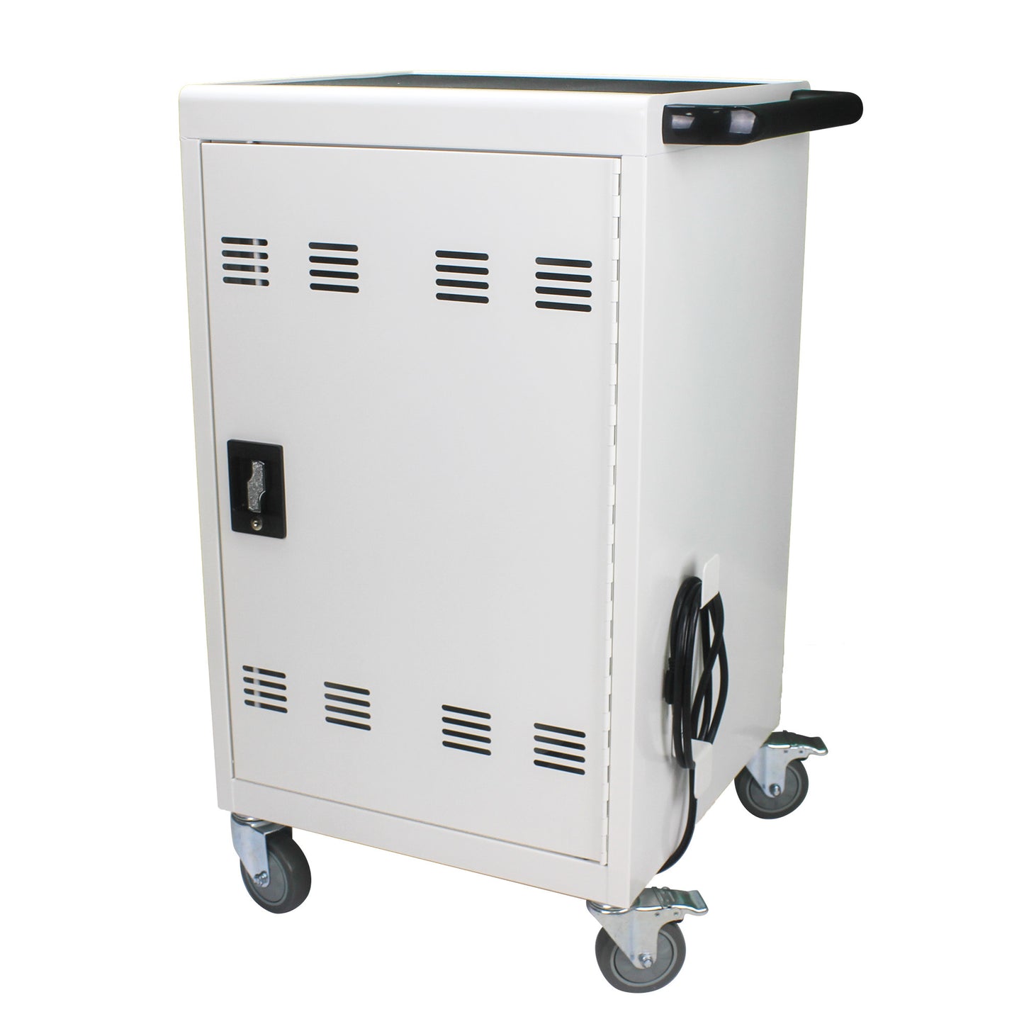 Mobile Charging Cart and Cabinet With Combination Lock - White