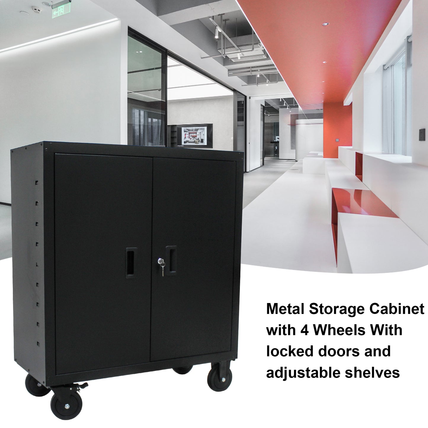 Secure Solution Storage Cabinet With 4 Wheels