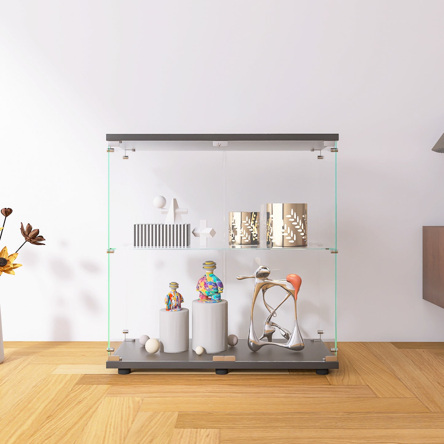 Glass Showcase Cabinet - Black
