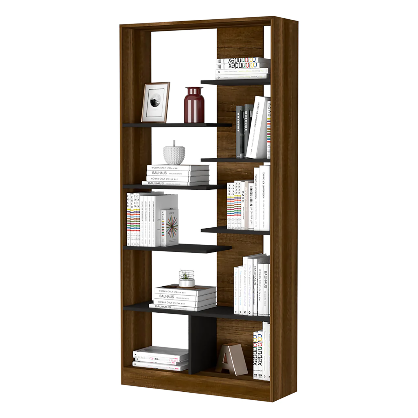 Island Haven 9-Shelf Bookcase - Walnut