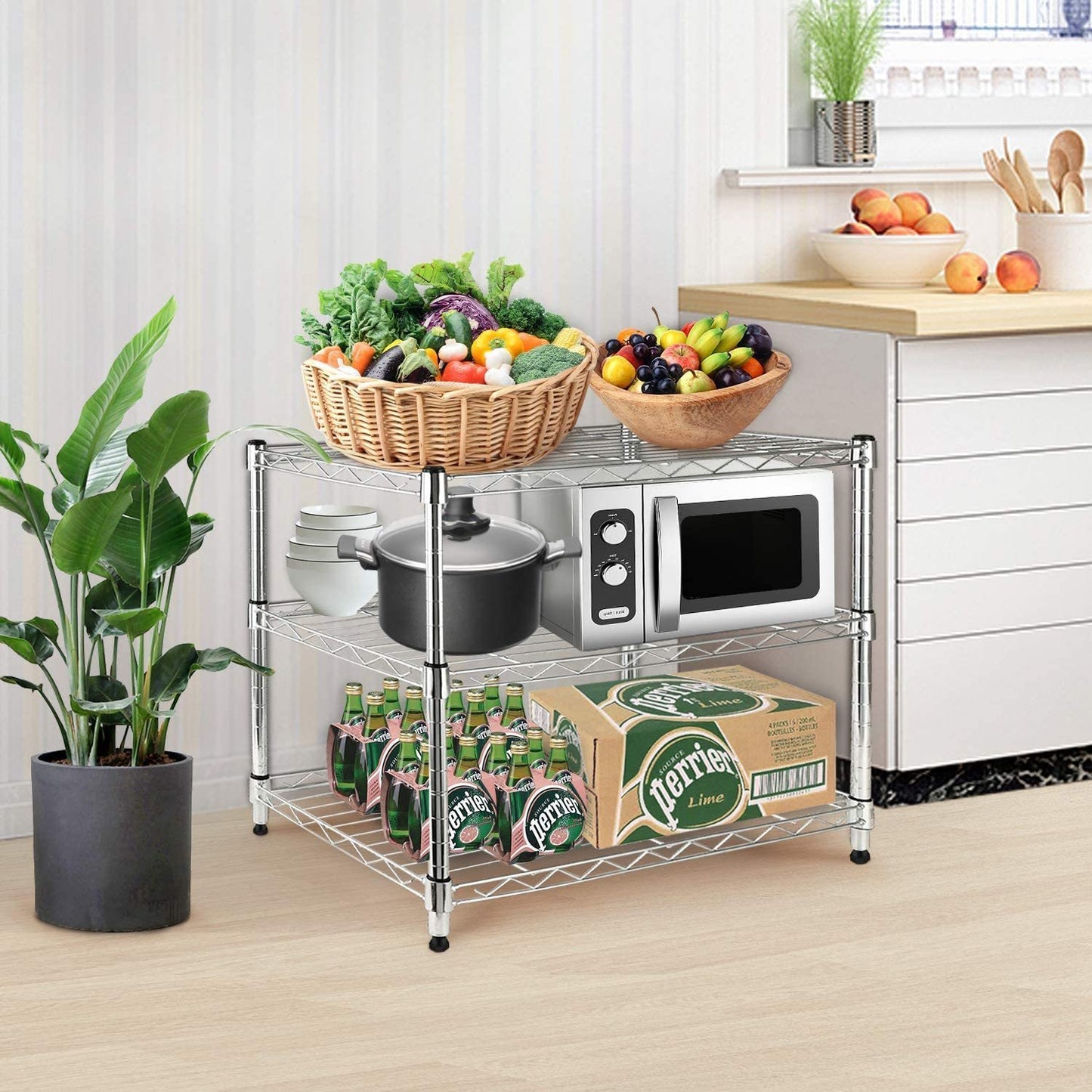 Simple Deluxe III 3-Tier With Wheels- Silver
