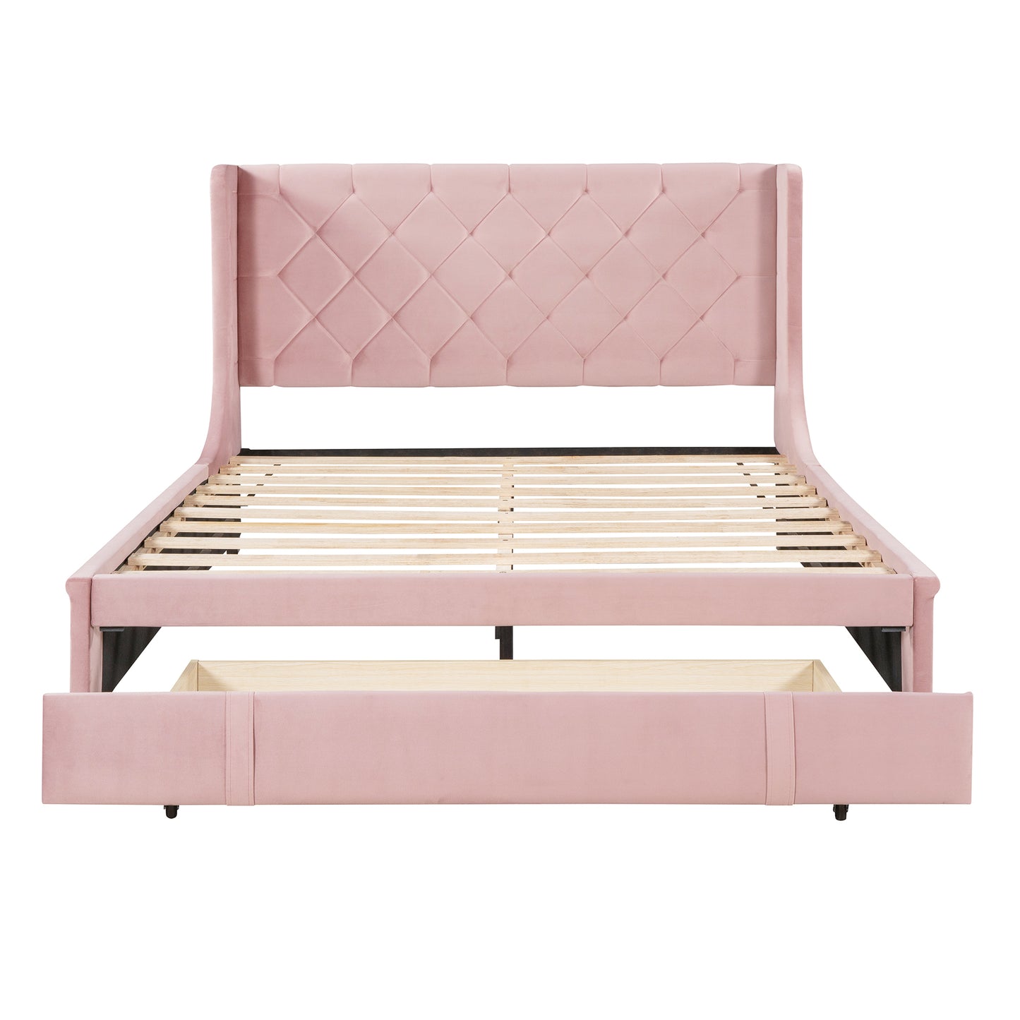 Regal Queen Size Velvet Storage Bed - Pink