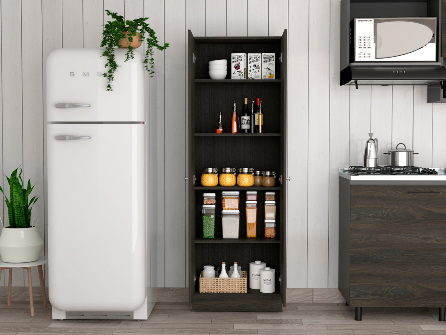 Greyson Tall Storage Cabinet - Espresso and Black