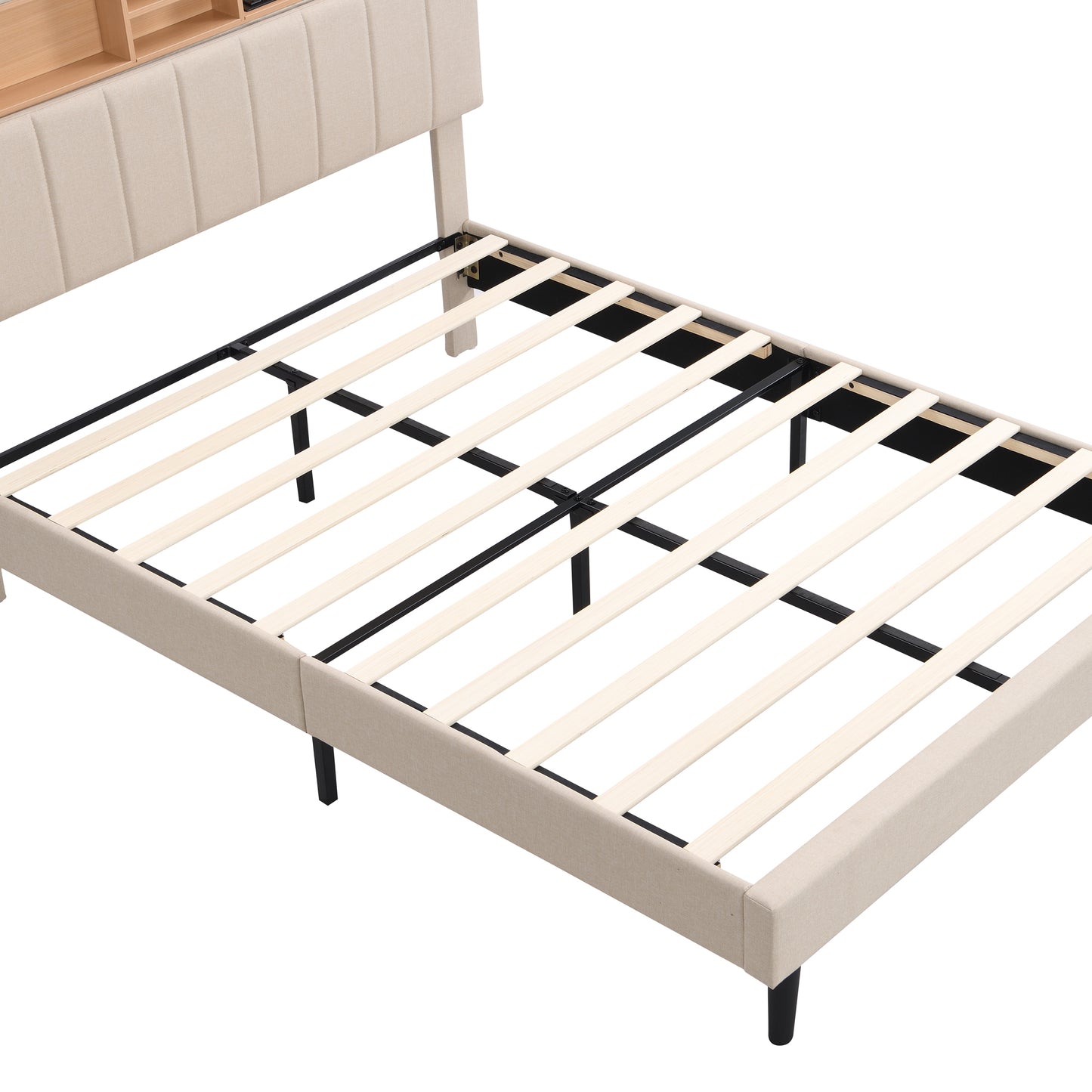 Alvin Full Size Platform Bed Frame - Beige